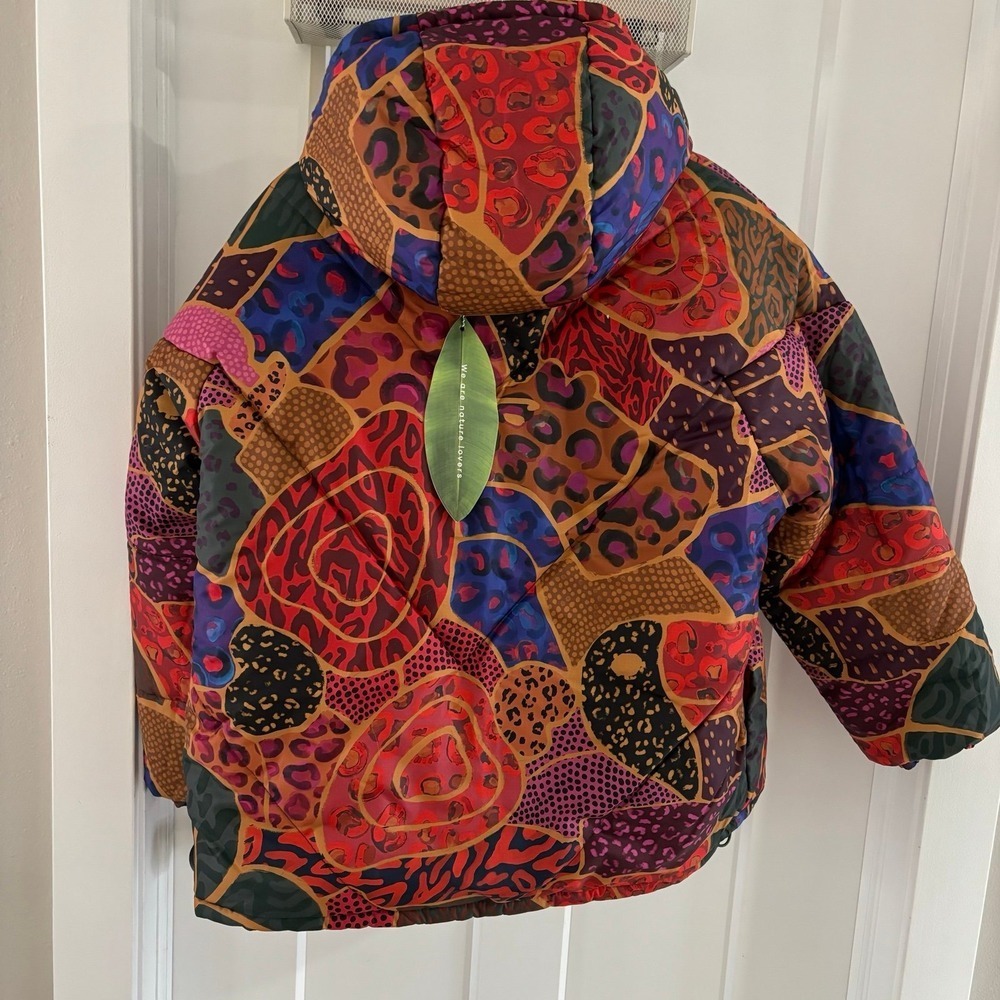 FARM Rio Green Cool Hooded Metallic Reversible Puffer Jacket Sz Small NWT - Picture 8 of 9